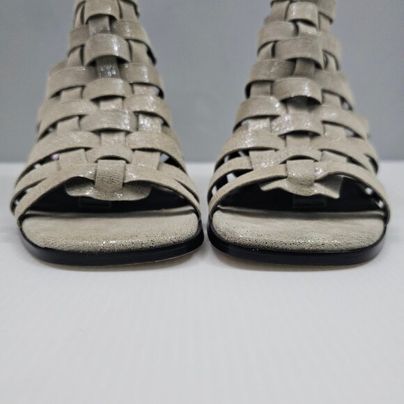 NEW Donald Pliner Pixee Sandal Womens 9.5 Pewter Metallic Leather Cutout Heel - Picture 6 of 15